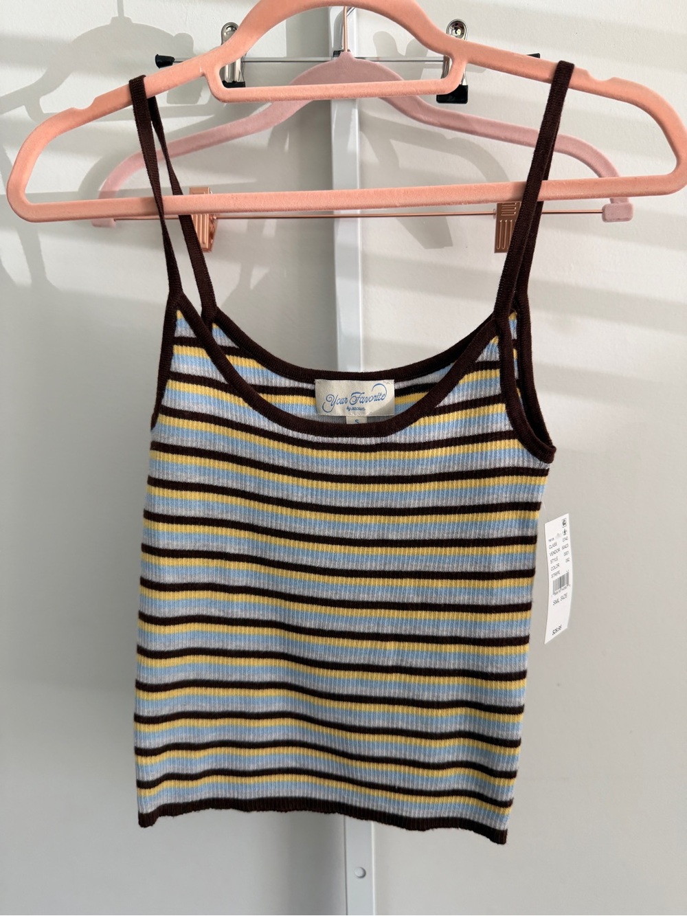 PacSun Striped Ribbed Tank Top - Blue, Yellow, Brown S NWT